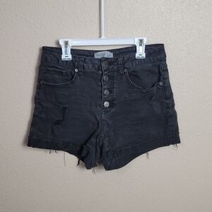Mudd Mom Shorts black Size 9 Cutoff Distressed High Rise Shortie Jean Raw Hem